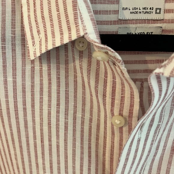 Zara NWOT casual striped button down size large relaxed fit - Picture 4 of 4